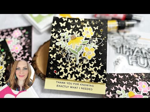 Tim Holtz Fossilized Amber Distress Spritz tdu86314 Floral Butterfly Cards Video