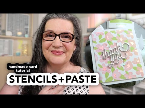Ranger Simon Hurley Paste Tool Set hua79026 Stencil and Paste Floral Thank You Card Video