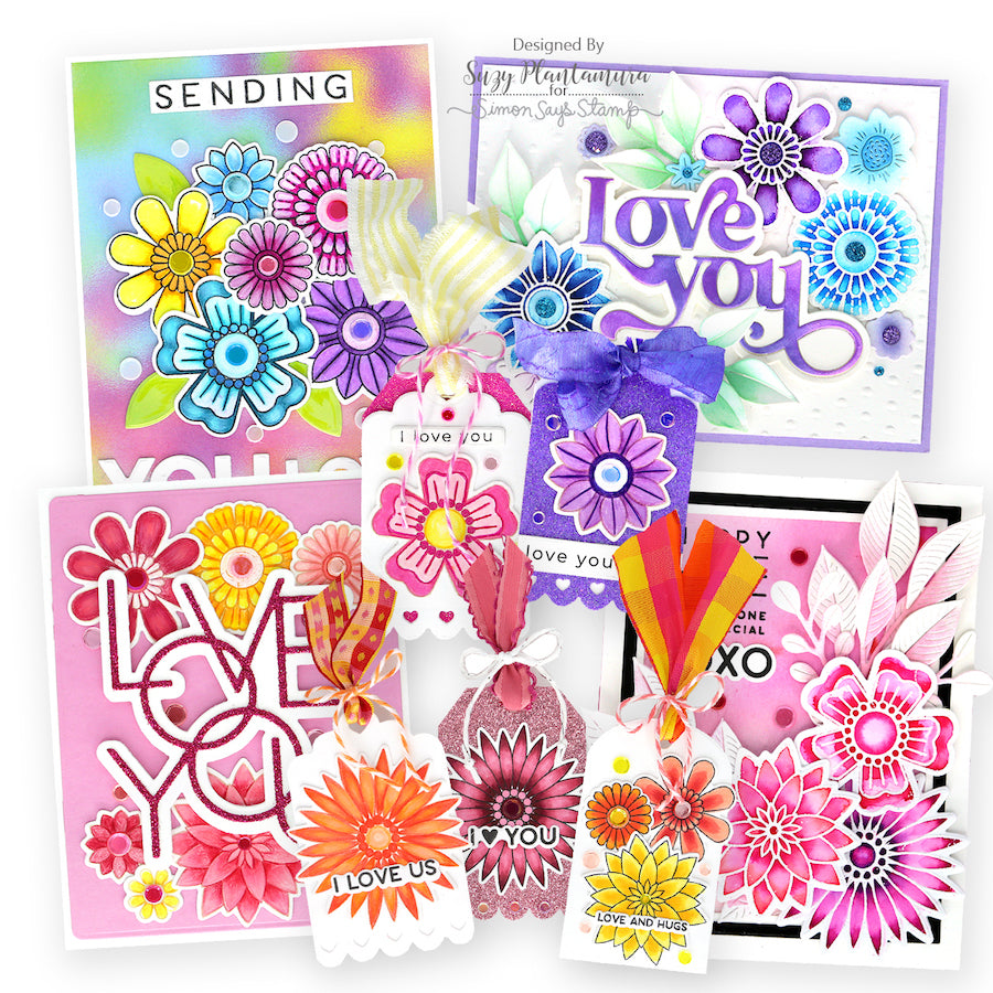 PinkFresh Studio LAGOON Glitter Drops pf098es Flower Love Cards | color-code:ALT02