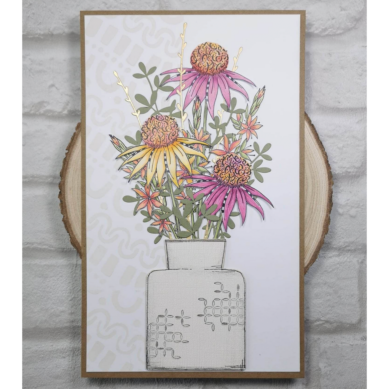 Paper Artsy JOFY Large Stencil ps395 pattern behind flowers