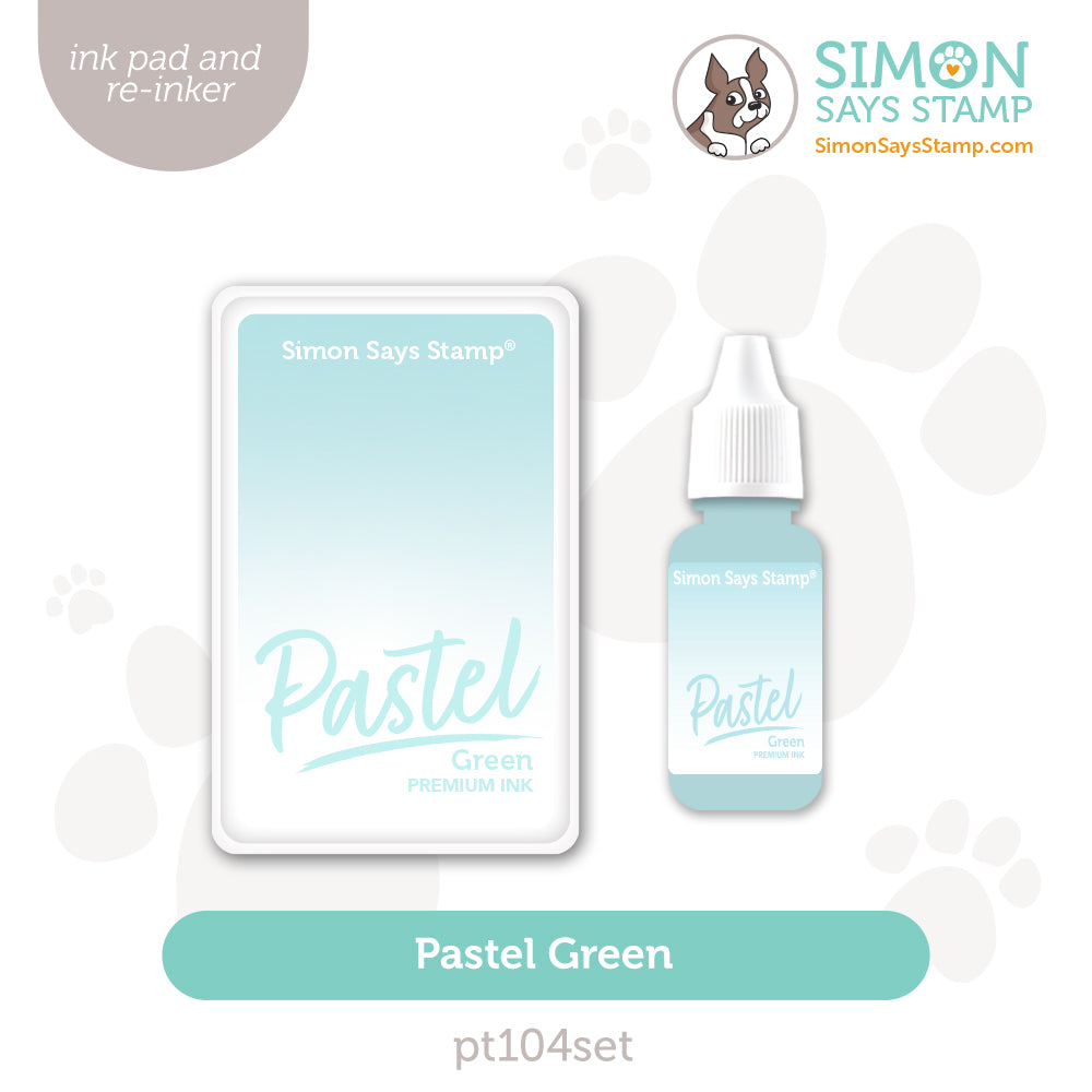 Simon Says Stamp Pastel Premium Ink and Re-inker Set Green pt104set