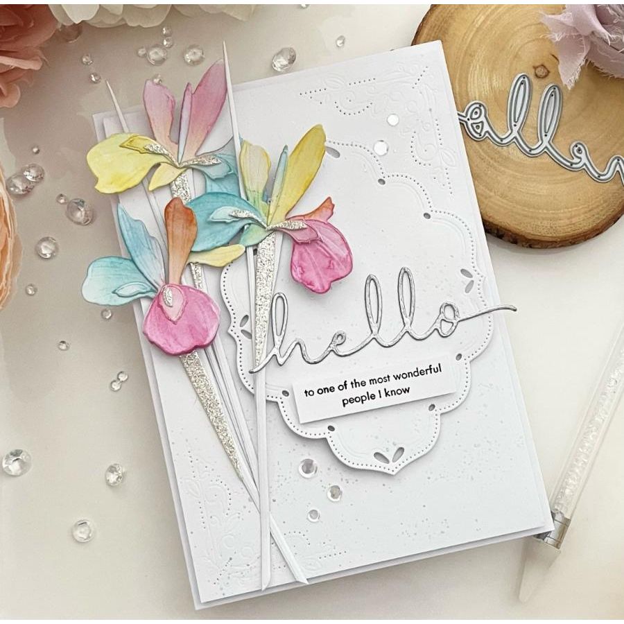Papertrey Ink Into the Blooms Iris Dies PTI-0659 rainbow
