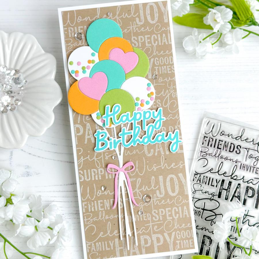 Papertrey Ink Balloon Bouquet Dies PTI-0666 happy birthday