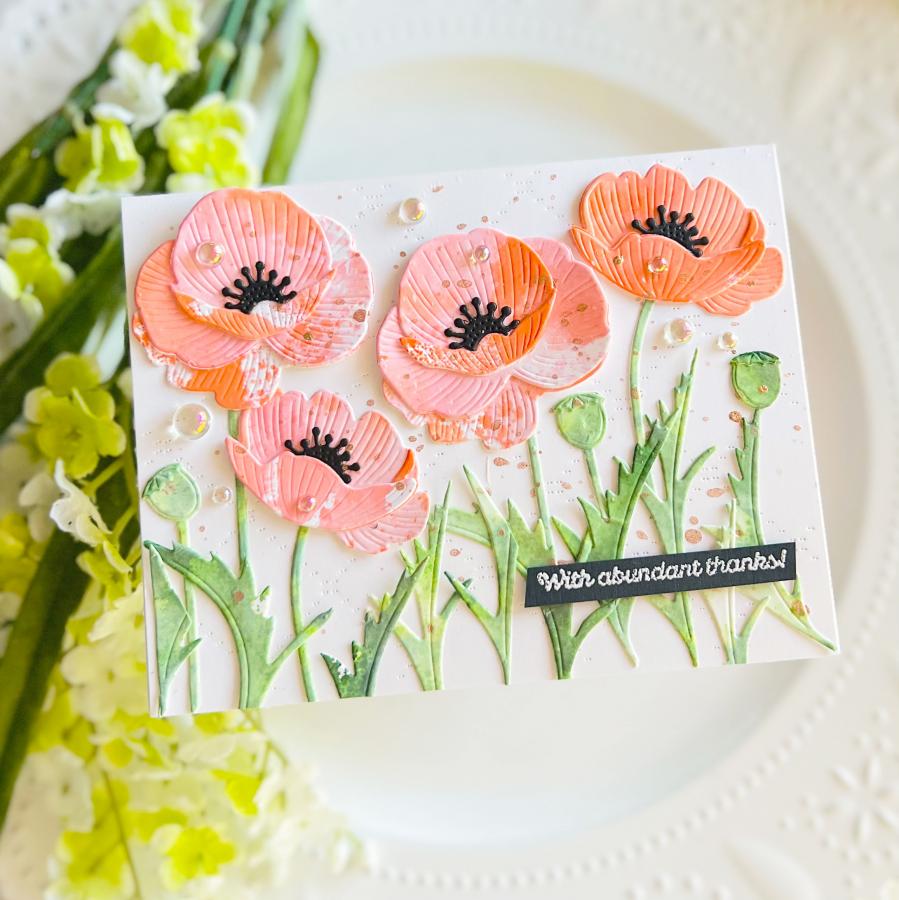 Papertrey Ink Into the Blooms Poppies Dies PTI-0669 pretty poppies