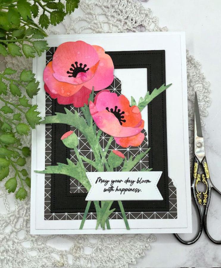 Papertrey Ink Into the Blooms Poppies Dies PTI-0669 bloom with happiness