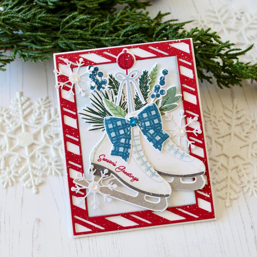 Papertrey Ink Skate into the Holidays Dies pti-0703 blue bow
