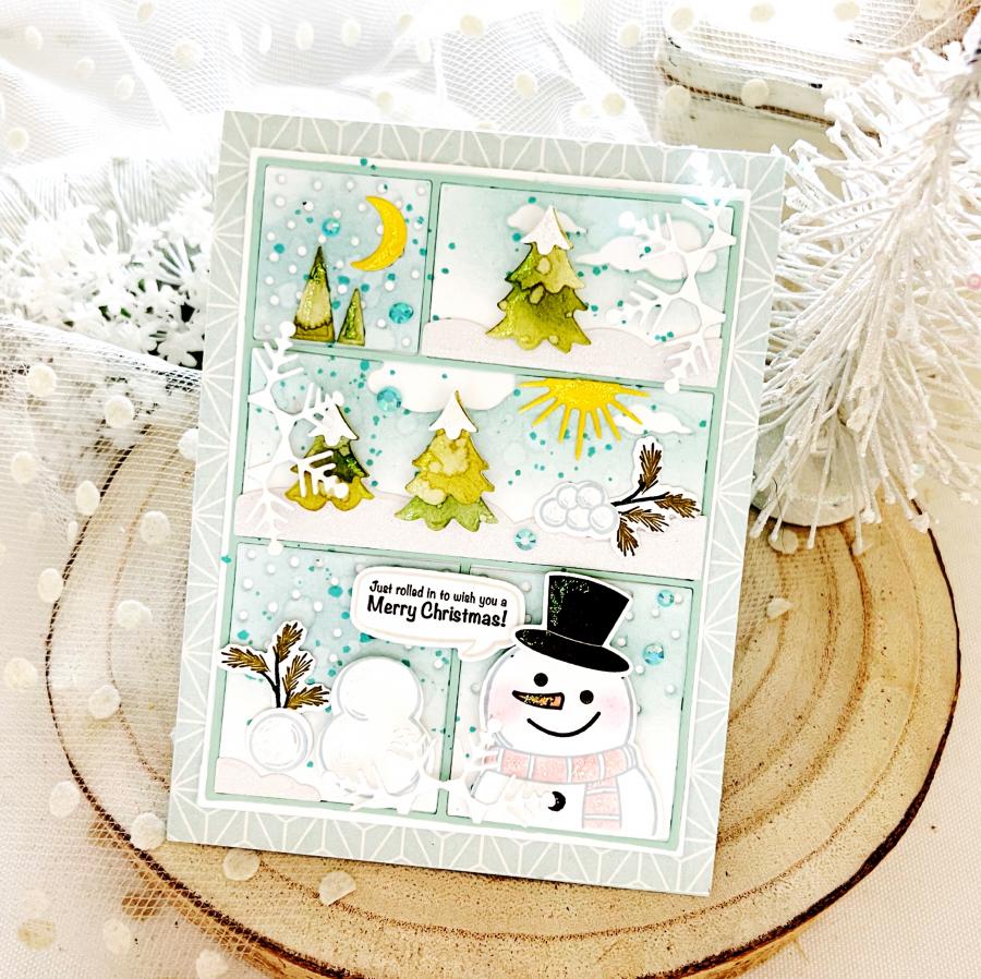 Papertrey Ink Christmas in Frames Dies pti-0704 snowman