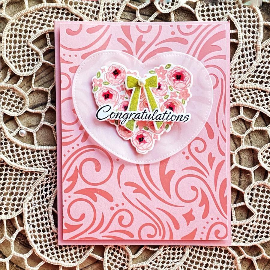 Papertrey Ink With All My Heart Dies pti-0733 congratulations