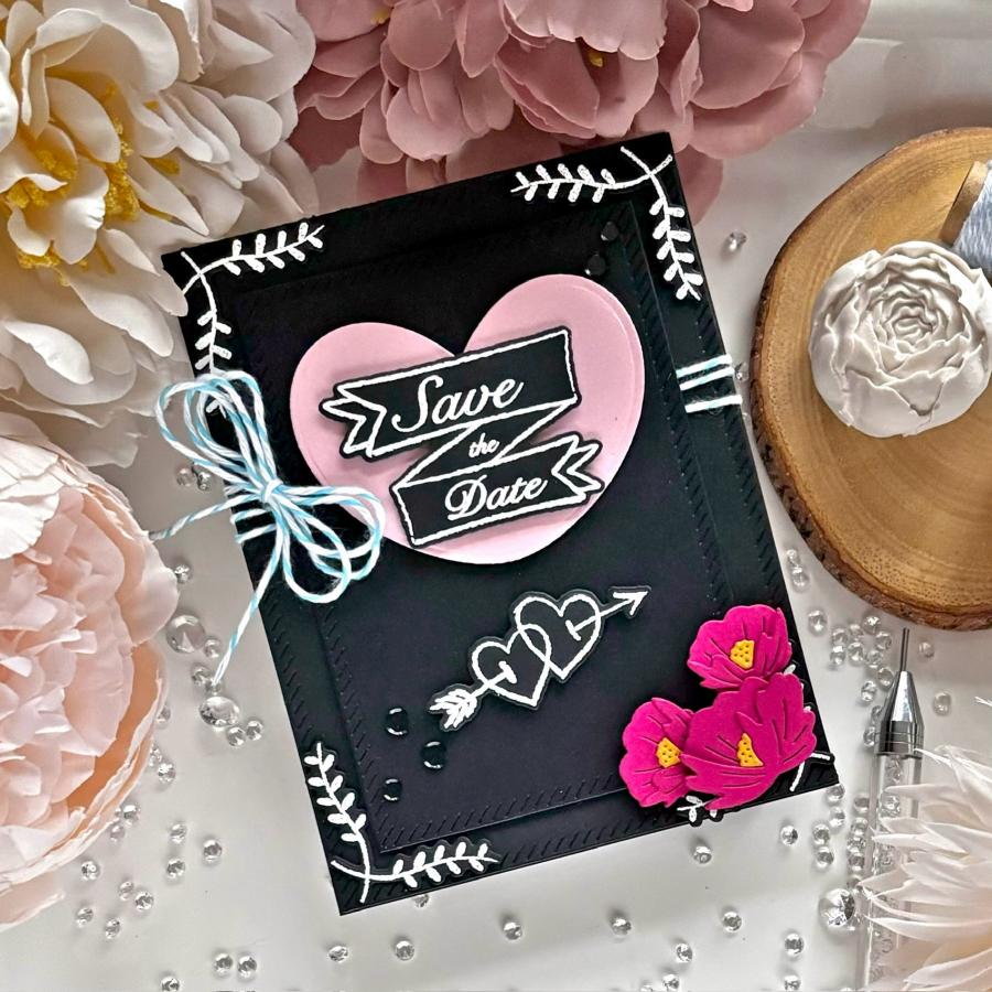 Papertrey Ink Chalkboard Love Dies pti-0734 save the date