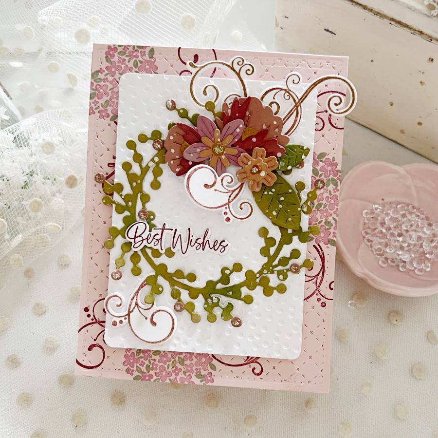Papertrey Ink Fanciful Flourishes Dies pti-0735 best wishes