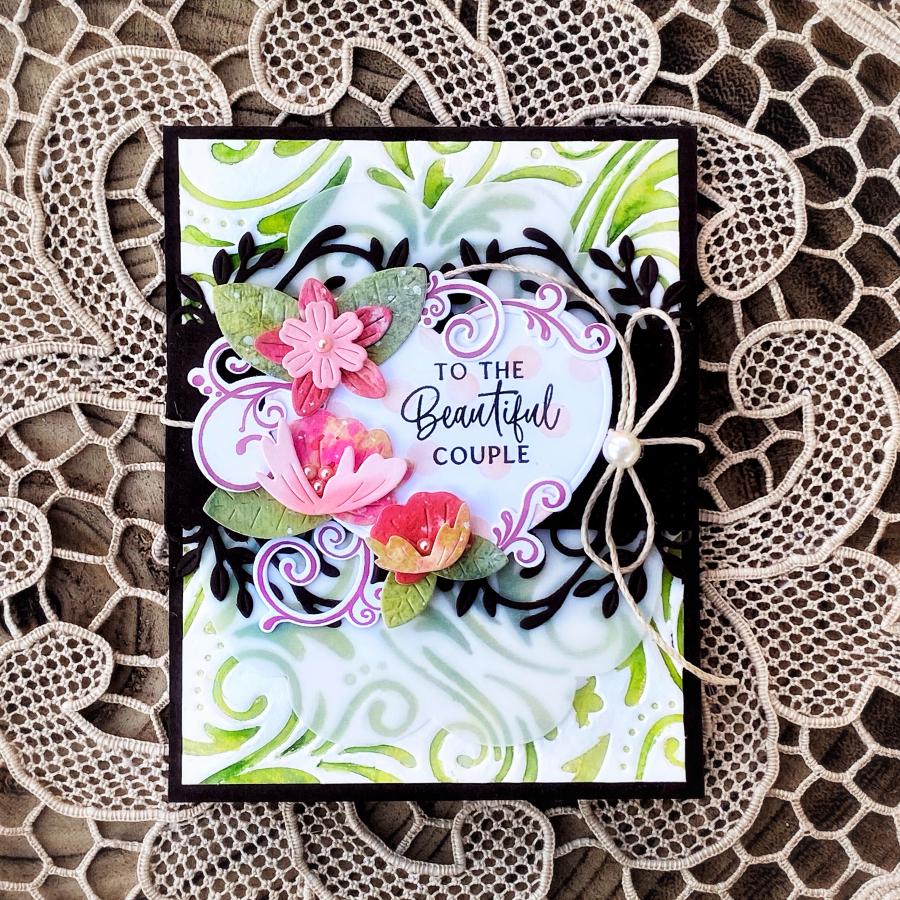Papertrey Ink Extravagant Floral Frames Dies pti-0738 beautiful couple