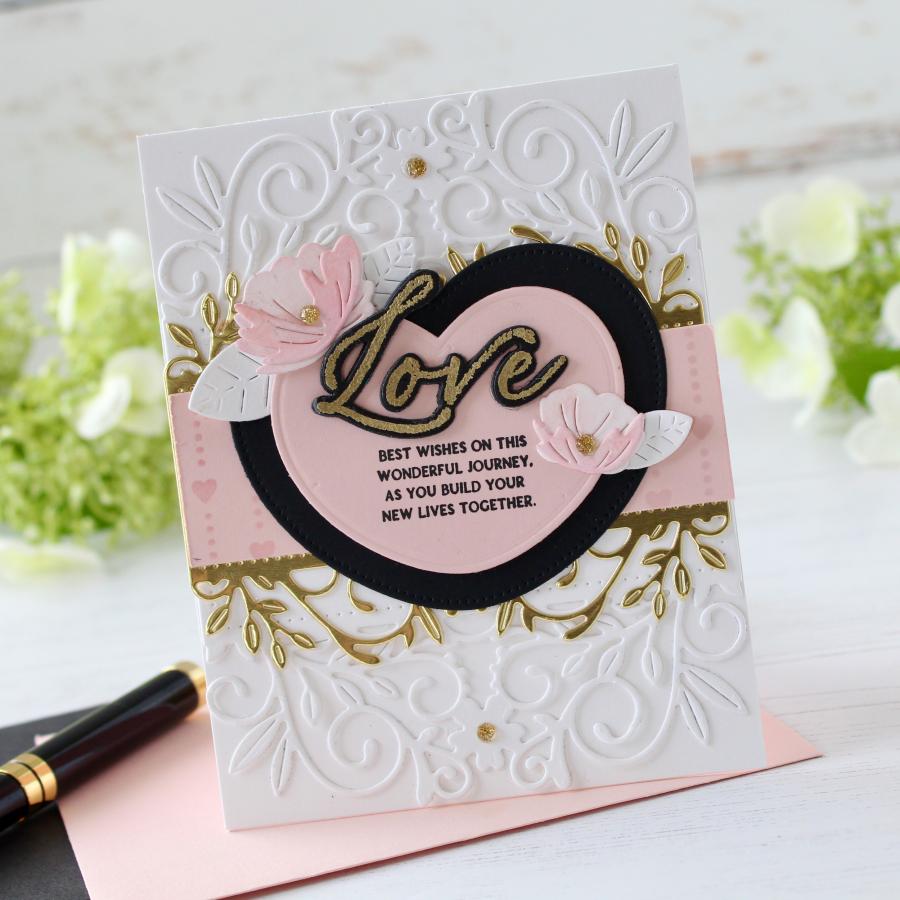 Papertrey Ink Extravagant Floral Frames Dies pti-0738 best wishes