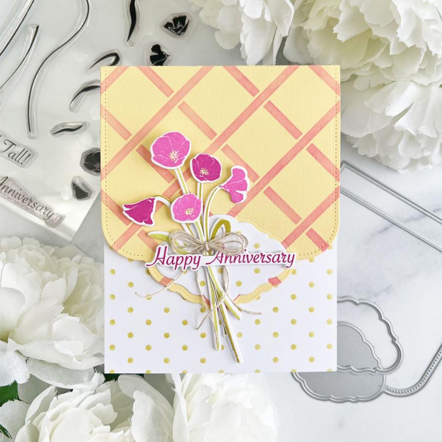 Papertrey Ink Lofty Petals Dies pti-0748 happy anniversary