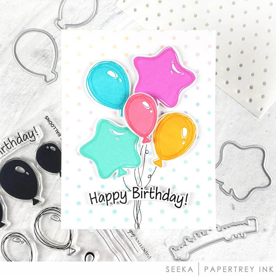 Papertrey Ink Scribble Balloons Dies pti-0750 happy birthday