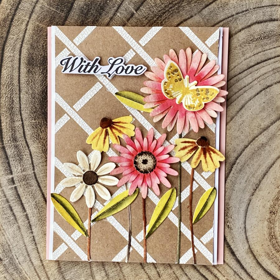 Papertrey Ink Into The Blooms Daisies Dies pti-0758 with love