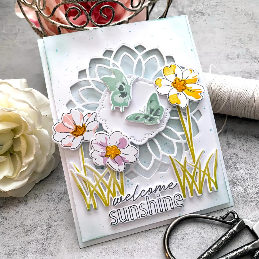 Papertrey Ink Radiant Radial Die pti-0769 welcome sunshine