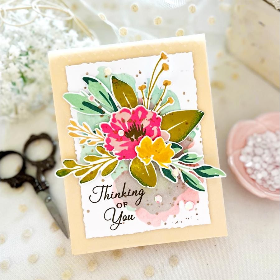 Papertrey Ink Always in Bloom Dies pti-0774 thinking of you