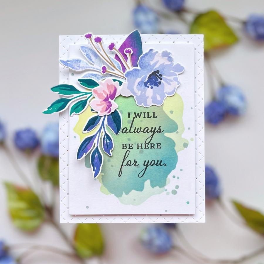 Papertrey Ink Always in Bloom Dies pti-0774 watercolor flowers