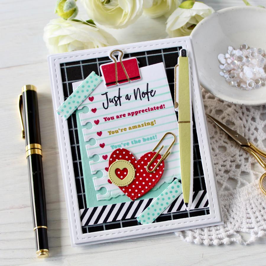 Papertrey Ink Love to Layer Notebook Dies pti-0780 just a note