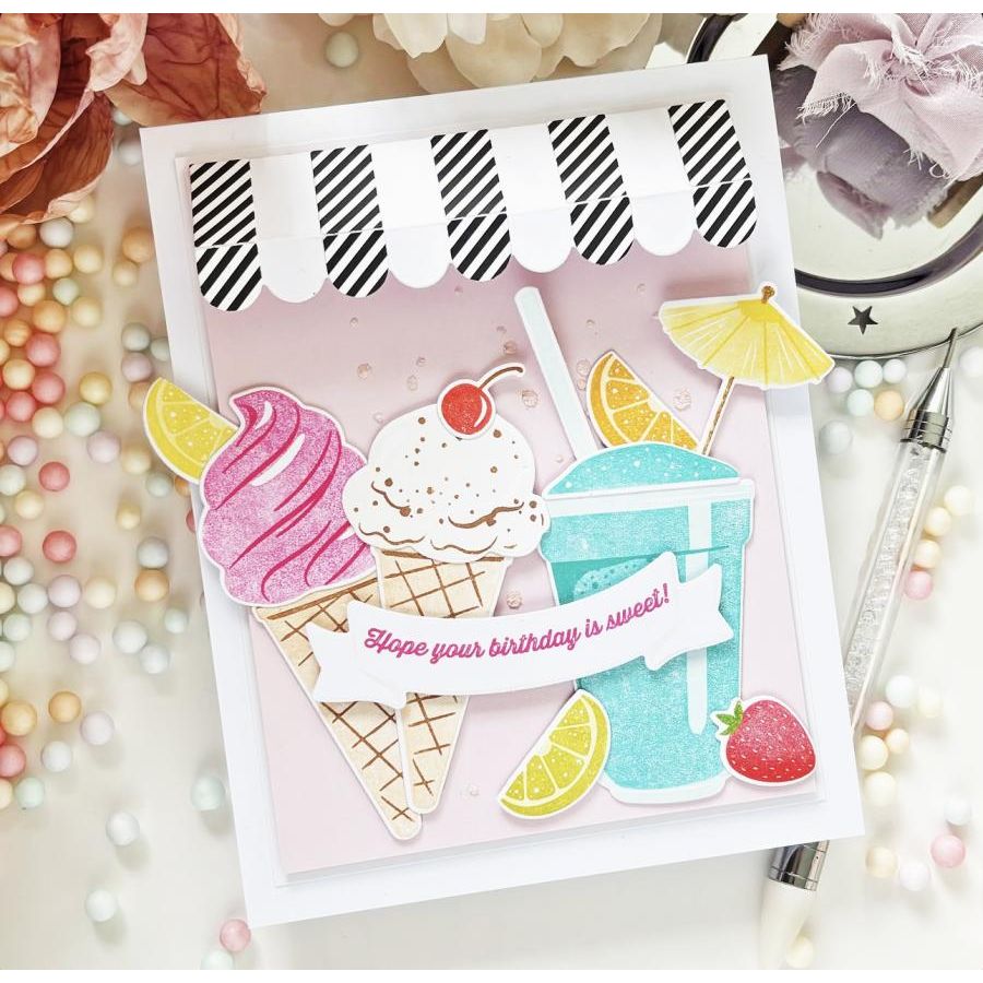 Papertrey Ink Frozen Delights Clear Stamp and Die Set happy birthday