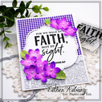 Papertrey Ink Into the Blooms Violets Dies pti-0805 gingham background