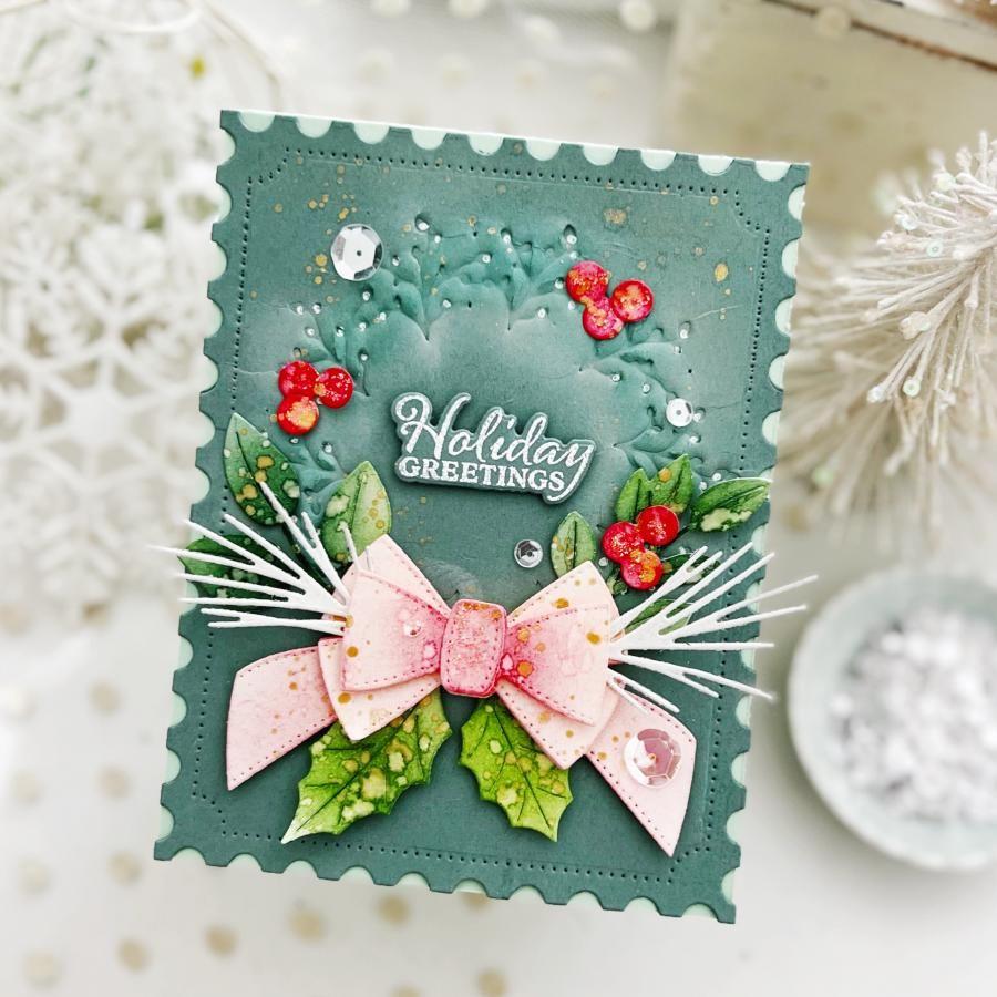 Papertrey Ink North Pole Mail Postage Stamp Frame Post Card Dies pti-0848 pink bow