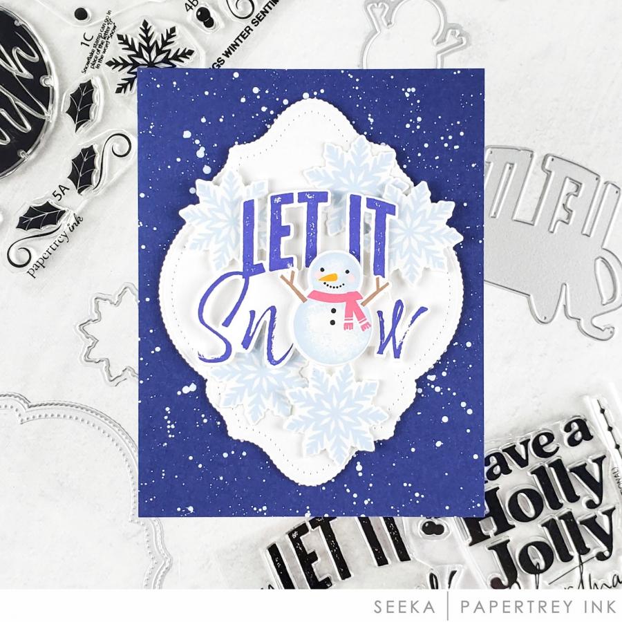 Papertrey Ink Love to Layer Garnished Edges Dies pti-0883 snowman