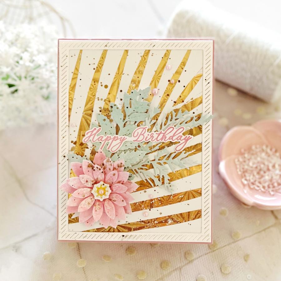 Papertrey Ink Tropical Frond Hot Foil Plate ptif-0021 happy birthday