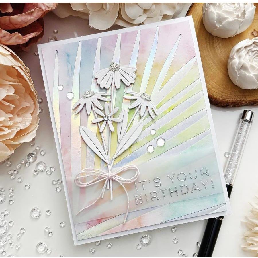 Papertrey Ink Tropical Frond Hot Foil Plate ptif-0021 silver background