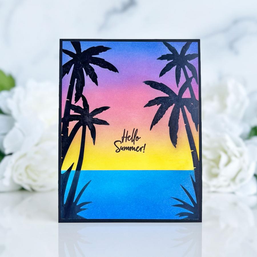 Papertrey Ink Through the Palms Hot Foil Plate ptif-0025 sunset