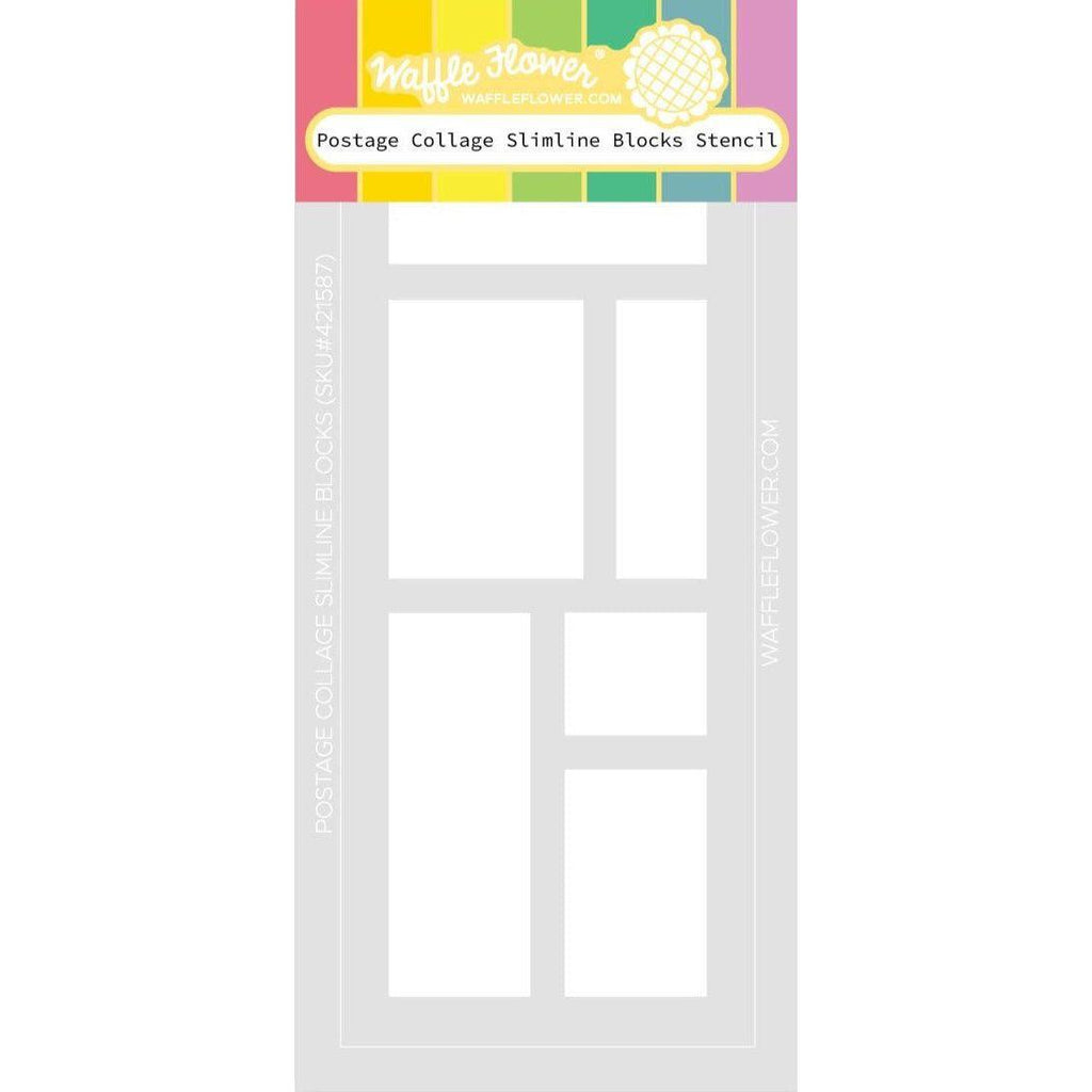 Waffle Flower Postage Collage Slimline Blocks Stencil 421587