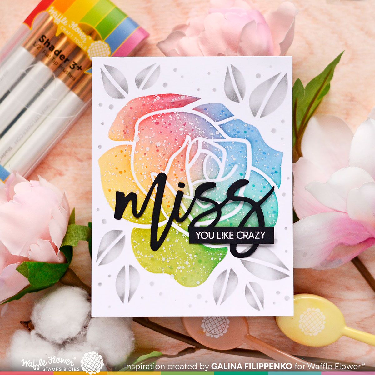 Waffle Flower Lovely Rose Stencils Duo 421607 miss you