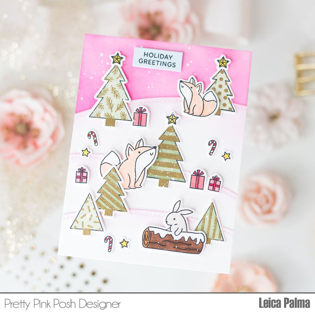 Pretty Pink Posh Holiday Trees Coordinating Dies holdiay greetings