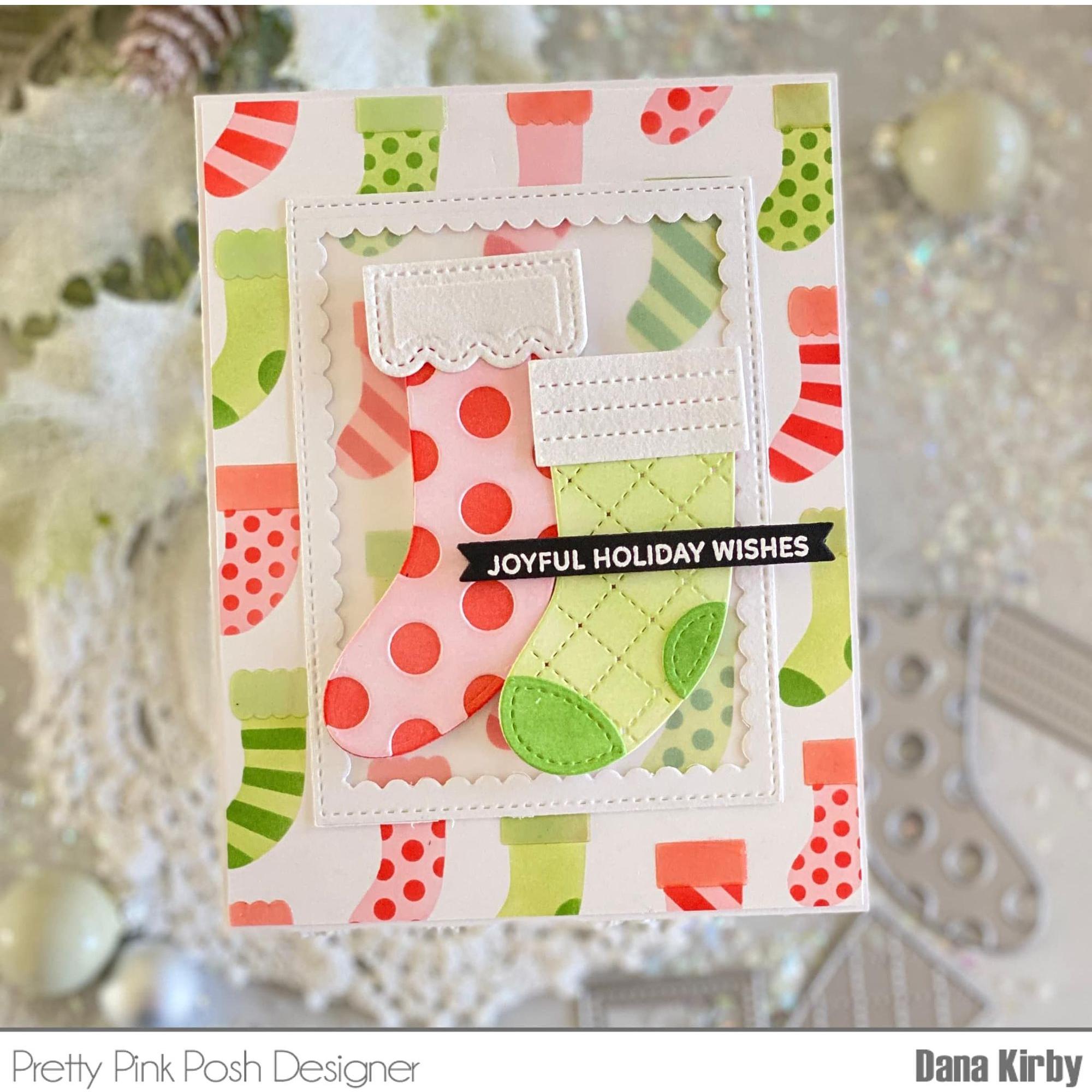 Pretty Pink Posh Layered Stockings Stencils holiday wishes
