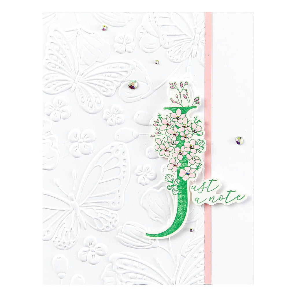 bp-133 Spellbinders Floral J and Sentiment Press Plates butterfly background