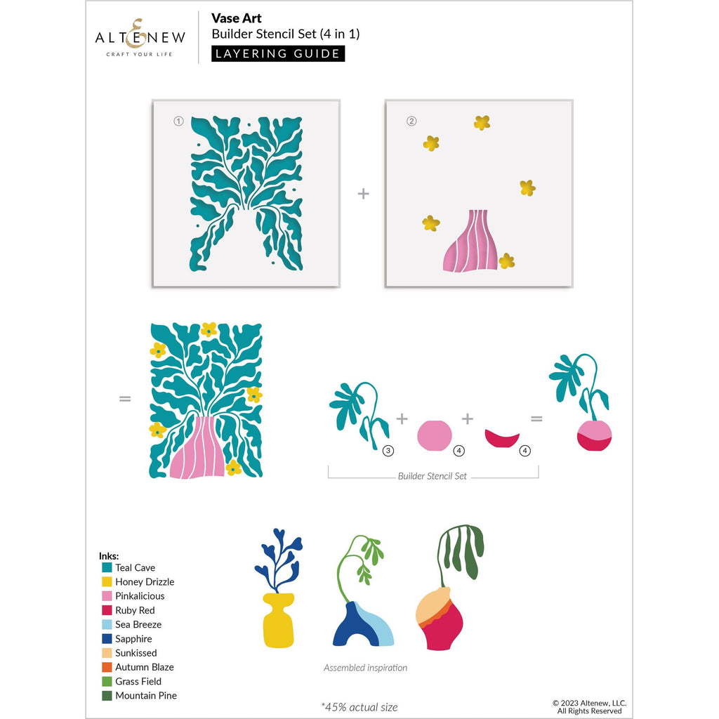 Altenew Vase Art Dies ALT8031 layering guide