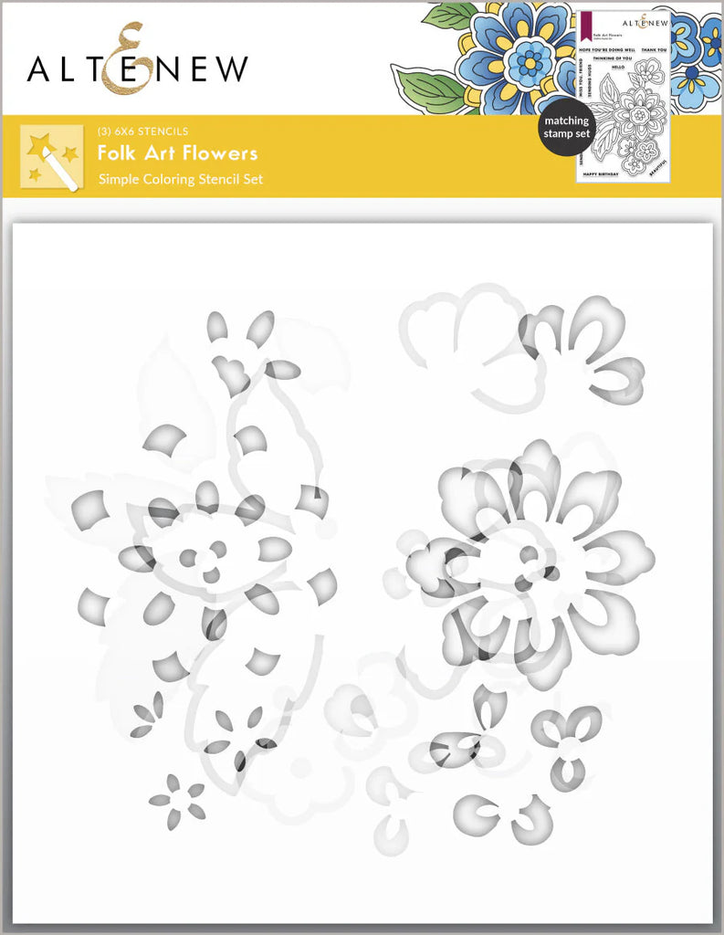 Altenew Folk Art Flowers Simple Coloring Stencils alt7615