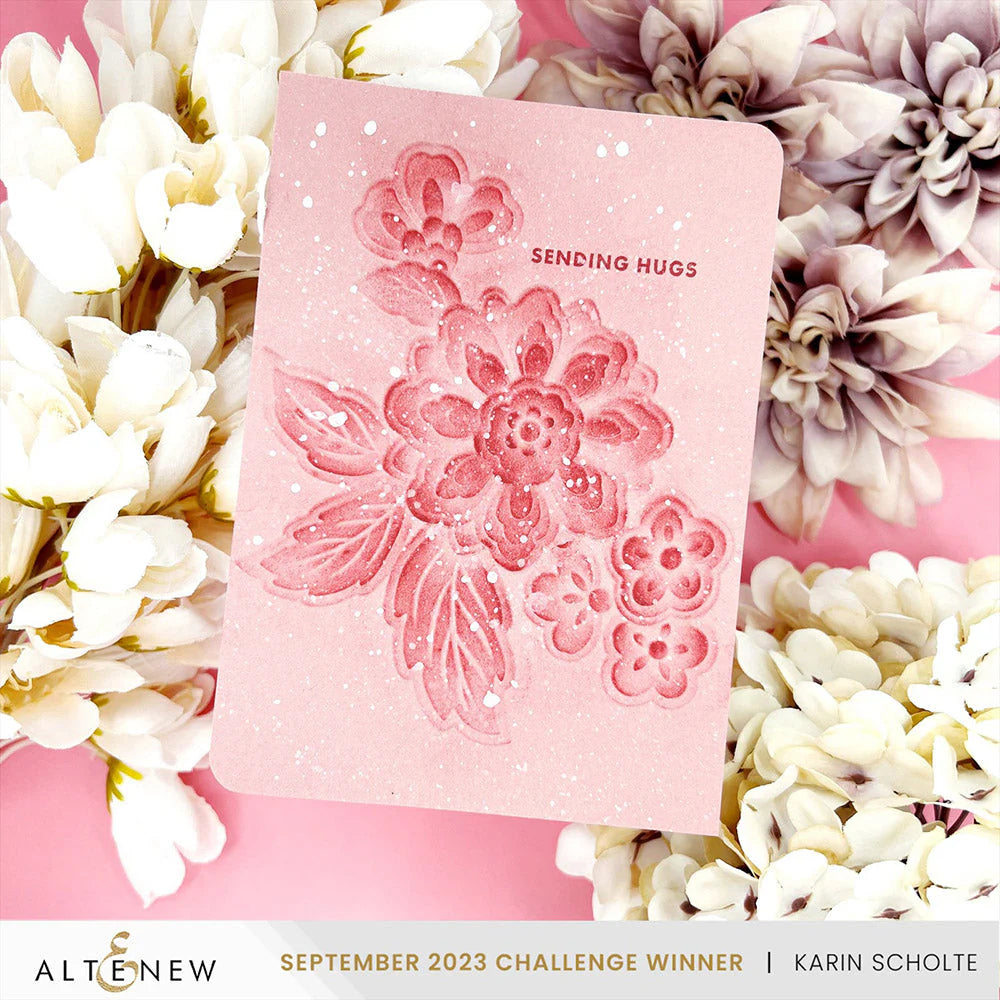 Altenew Folk Art Flowers Die, Stencil, Embossing Folder and Clear Stamp Set sending hugs