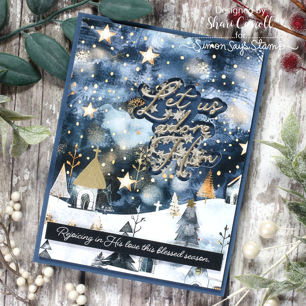 Simon Says Stamp Sentiment Strips Joy to the World Bundle set1072jw Christmas Card | color-code:ALT03