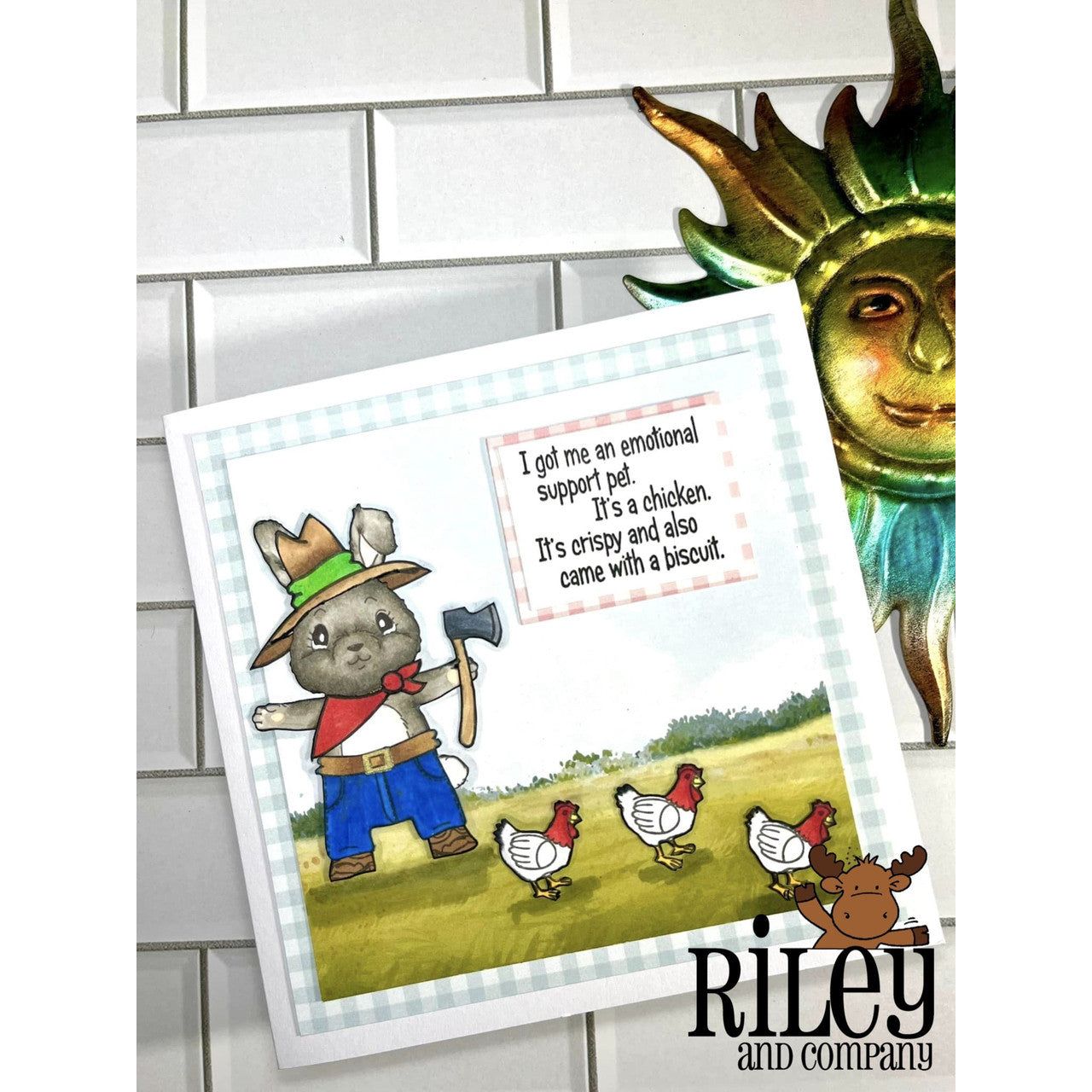 Riley And Company Funny Bones Emotional Support Chicken Cling Rubber Stamp rwd-1178 farmer