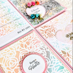 Tonic Rose Garden Background Stencil 5002e card samples grouping