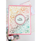 Tonic Rose Garden Background Stencil 5002e card sample from the heart
