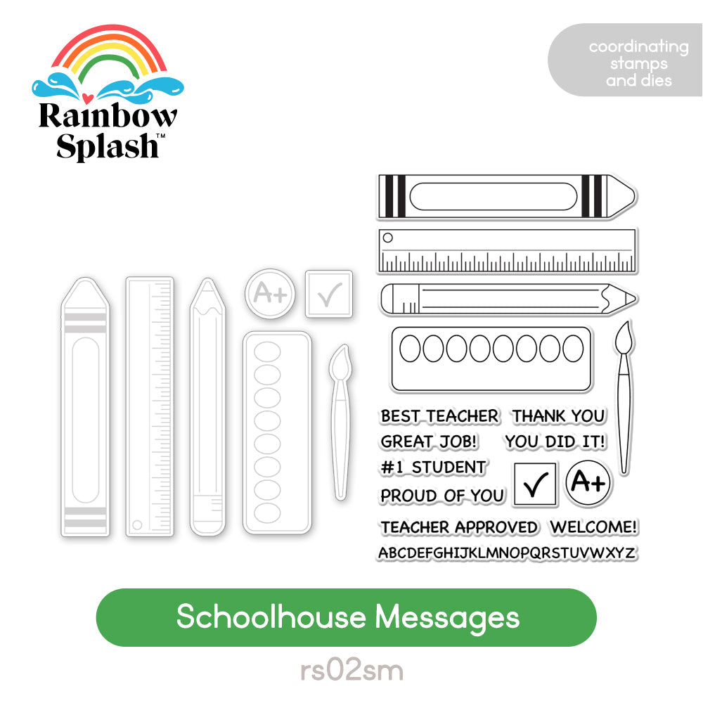 Rainbow Splash Clear Stamps And Dies Schoolhouse Messages