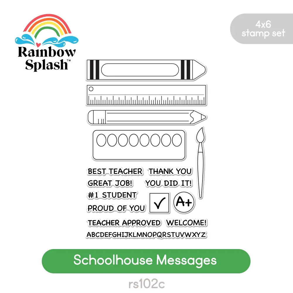 Rainbow Splash Clear Stamps Schoolhouse Messages rs102c