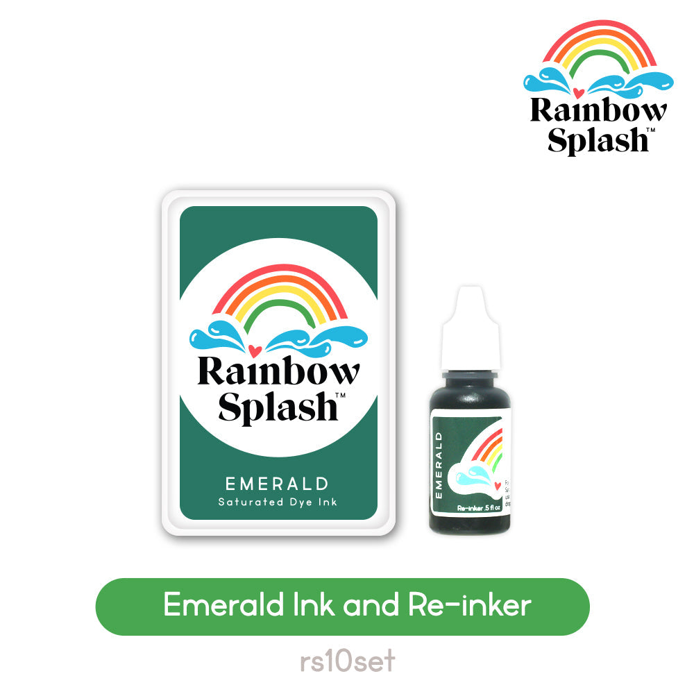 Rainbow Splash Ink Pad And Re-Inker Set Emerald