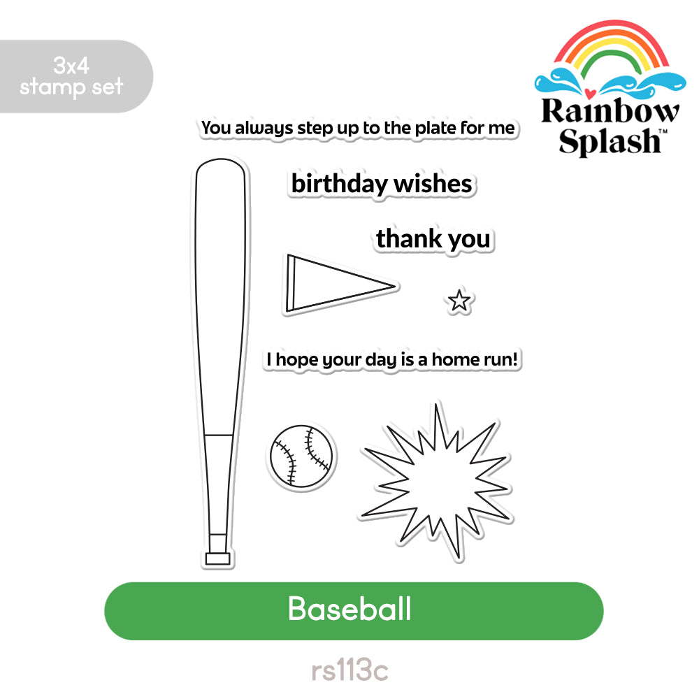 Rainbow Splash Clear Stamps Baseball rs113c