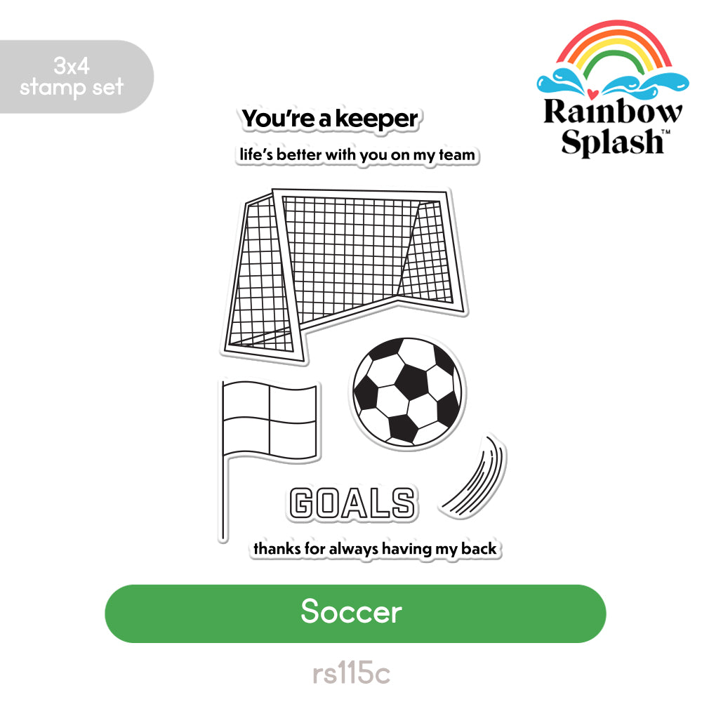 Rainbow Splash Clear Stamps Soccer rs115c