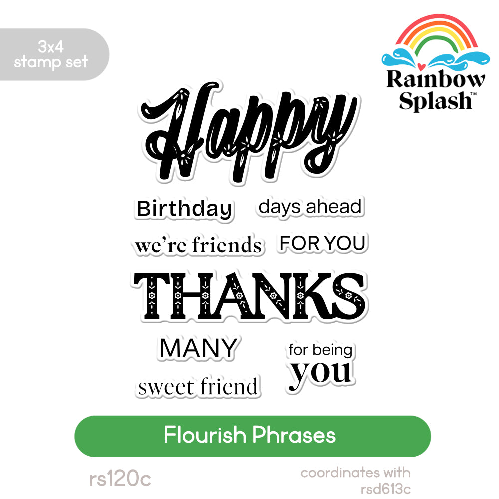 Rainbow Splash Clear Stamps Flourish Phrases rs120c Stamptember