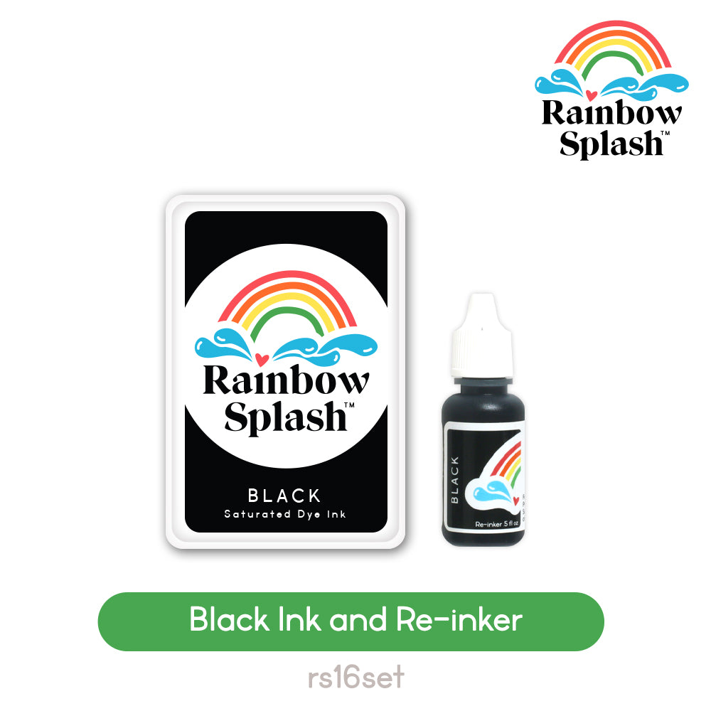 Rainbow Splash Ink Pad And Re-Inker Set Black