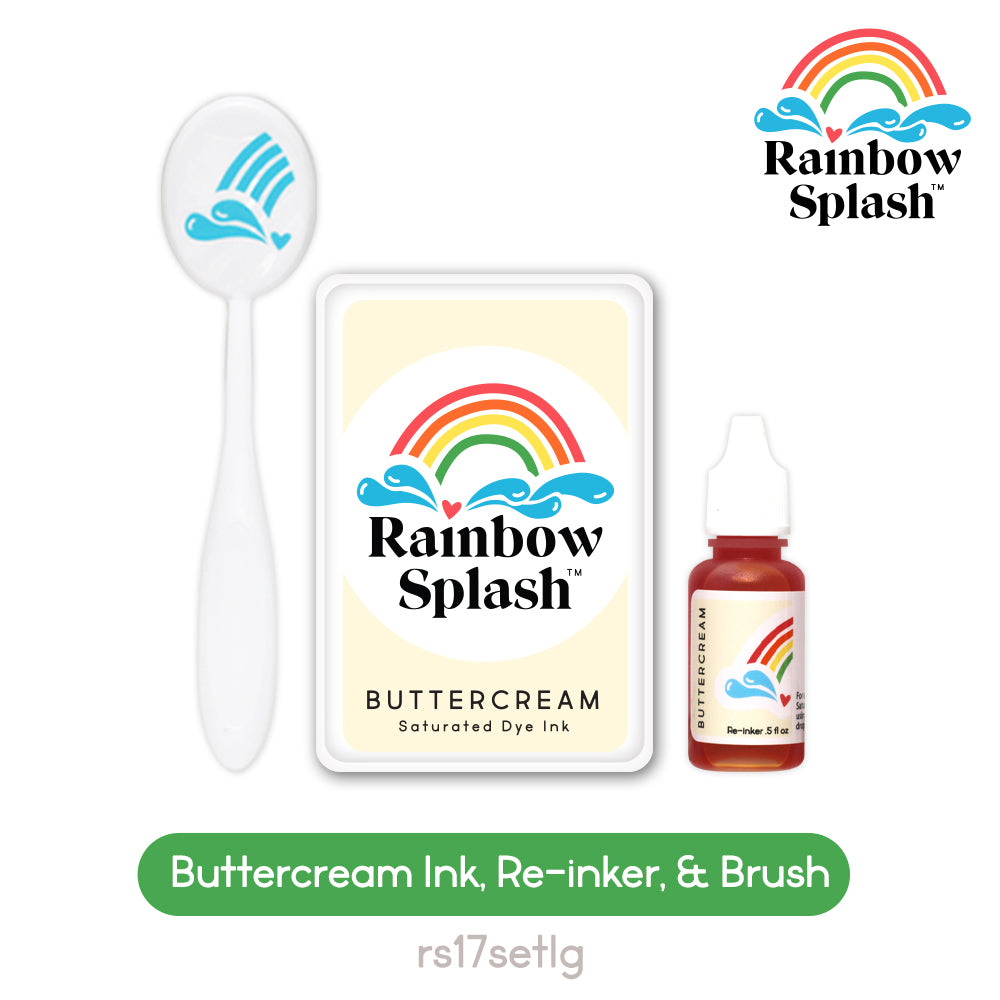 Rainbow Splash Ink Pad And Re-Inker Set Buttercream With Large Brush rs17setlg Splendor